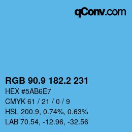 カラーコード: RGB 90.9 182.2 231 | qconv.com