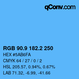 Color code: RGB 90.9 182.2 250 | qconv.com