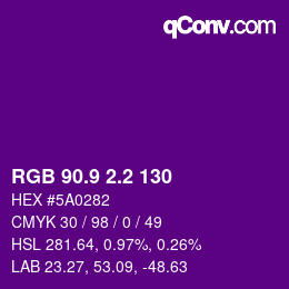 カラーコード: RGB 90.9 2.2 130 | qconv.com