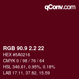 カラーコード: RGB 90.9 2.2 22 | qconv.com