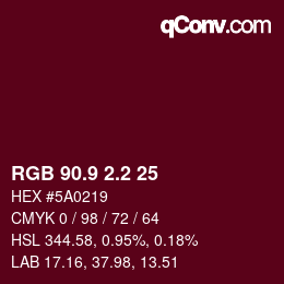 Color code: RGB 90.9 2.2 25 | qconv.com
