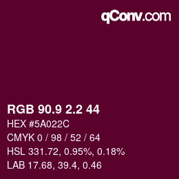 カラーコード: RGB 90.9 2.2 44 | qconv.com