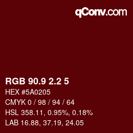 カラーコード: RGB 90.9 2.2 5 | qconv.com