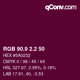 カラーコード: RGB 90.9 2.2 50 | qconv.com