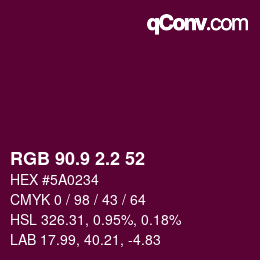 カラーコード: RGB 90.9 2.2 52 | qconv.com