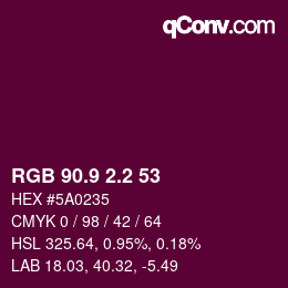 カラーコード: RGB 90.9 2.2 53 | qconv.com