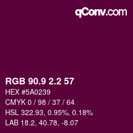 カラーコード: RGB 90.9 2.2 57 | qconv.com