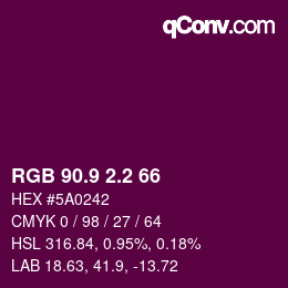 カラーコード: RGB 90.9 2.2 66 | qconv.com