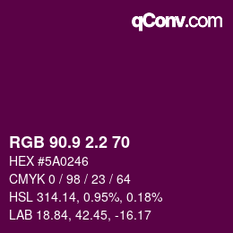 カラーコード: RGB 90.9 2.2 70 | qconv.com