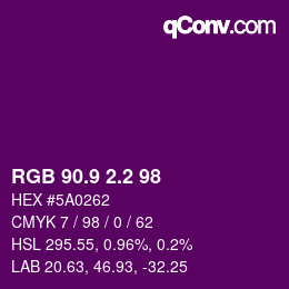 カラーコード: RGB 90.9 2.2 98 | qconv.com