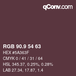Color code: RGB 90.9 54 63 | qconv.com