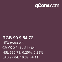 Color code: RGB 90.9 54 72 | qconv.com