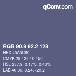 Color code: RGB 90.9 92.2 128 | qconv.com