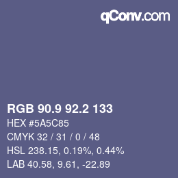 カラーコード: RGB 90.9 92.2 133 | qconv.com