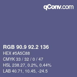 カラーコード: RGB 90.9 92.2 136 | qconv.com