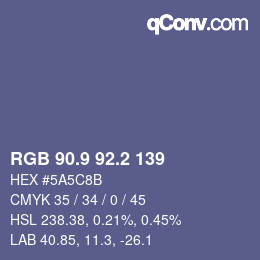 Color code: RGB 90.9 92.2 139 | qconv.com