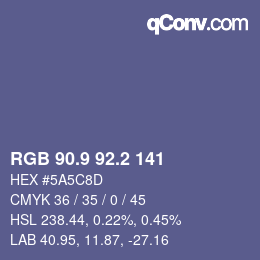 カラーコード: RGB 90.9 92.2 141 | qconv.com