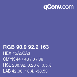 カラーコード: RGB 90.9 92.2 163 | qconv.com