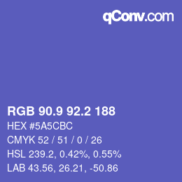 カラーコード: RGB 90.9 92.2 188 | qconv.com