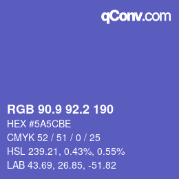 カラーコード: RGB 90.9 92.2 190 | qconv.com