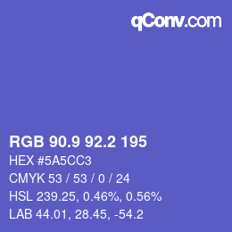 カラーコード: RGB 90.9 92.2 195 | qconv.com