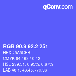 カラーコード: RGB 90.9 92.2 251 | qconv.com