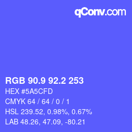 カラーコード: RGB 90.9 92.2 253 | qconv.com