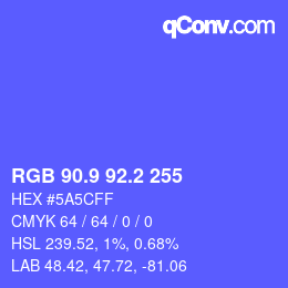 カラーコード: RGB 90.9 92.2 255 | qconv.com