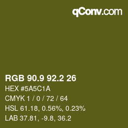 カラーコード: RGB 90.9 92.2 26 | qconv.com