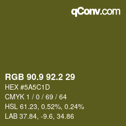 Color code: RGB 90.9 92.2 29 | qconv.com