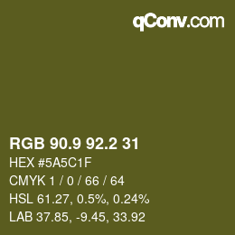 Color code: RGB 90.9 92.2 31 | qconv.com
