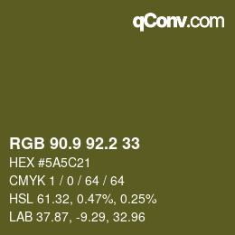 Color code: RGB 90.9 92.2 33 | qconv.com