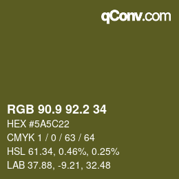 Color code: RGB 90.9 92.2 34 | qconv.com