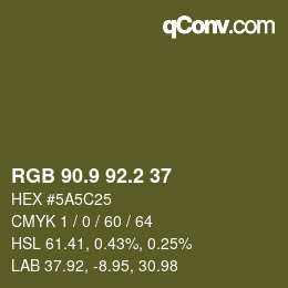 カラーコード: RGB 90.9 92.2 37 | qconv.com