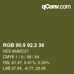 Farbcode: RGB 90.9 92.2 39 | qconv.com