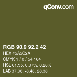 Color code: RGB 90.9 92.2 42 | qconv.com