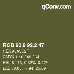 カラーコード: RGB 90.9 92.2 47 | qconv.com