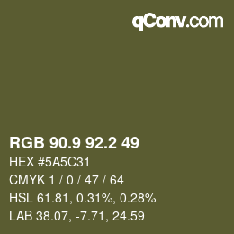 Color code: RGB 90.9 92.2 49 | qconv.com