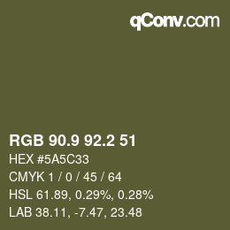 カラーコード: RGB 90.9 92.2 51 | qconv.com