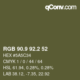 Color code: RGB 90.9 92.2 52 | qconv.com