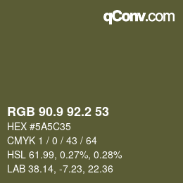 カラーコード: RGB 90.9 92.2 53 | qconv.com