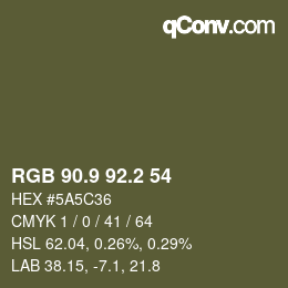 Color code: RGB 90.9 92.2 54 | qconv.com