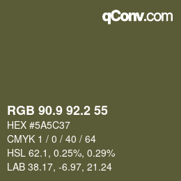カラーコード: RGB 90.9 92.2 55 | qconv.com