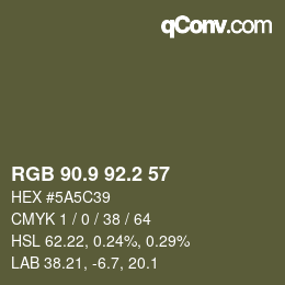 Color code: RGB 90.9 92.2 57 | qconv.com