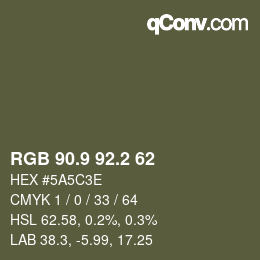 Color code: RGB 90.9 92.2 62 | qconv.com