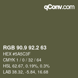 Color code: RGB 90.9 92.2 63 | qconv.com