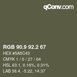 Color code: RGB 90.9 92.2 67 | qconv.com
