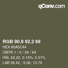 Color code: RGB 90.9 92.2 68 | qconv.com