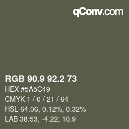 Color code: RGB 90.9 92.2 73 | qconv.com