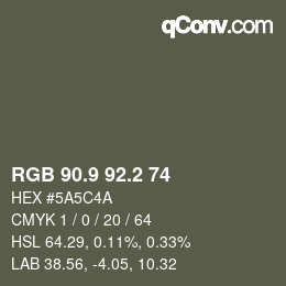 Color code: RGB 90.9 92.2 74 | qconv.com